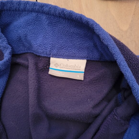 Columbia Pullover Men Large Blue Two Tone 1/4 Zip Fleece Hiking Outdoors - Picture 4 of 8